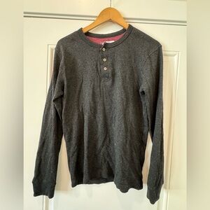 Avalanche Long Sleeve Henley Thermal Shirt Waffle Knit Grey